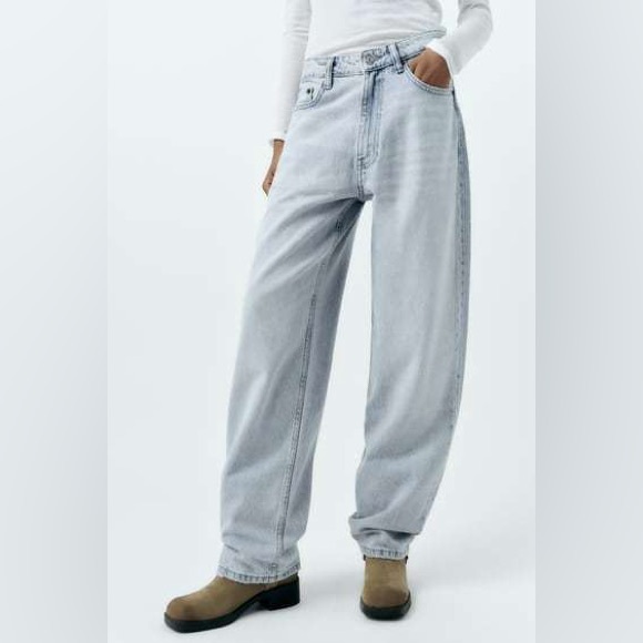 ZARA Light Blue Tailored Balloon Jeans - Picture 1 of 15
